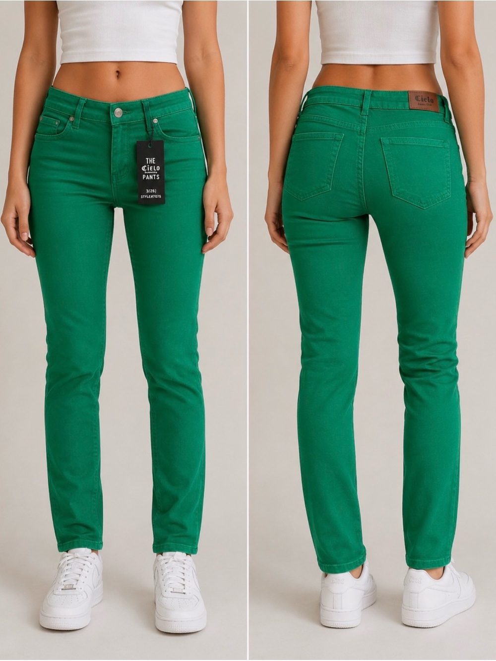 Y2k style Cielo Women's Green Slim Fit Jeans